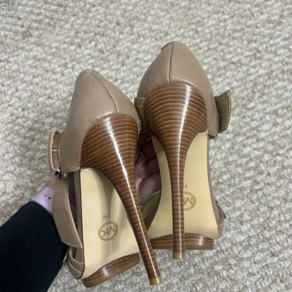 Michael Kors Faith Sandal Heels taupe/gold size 7 - Picture 9 of 13